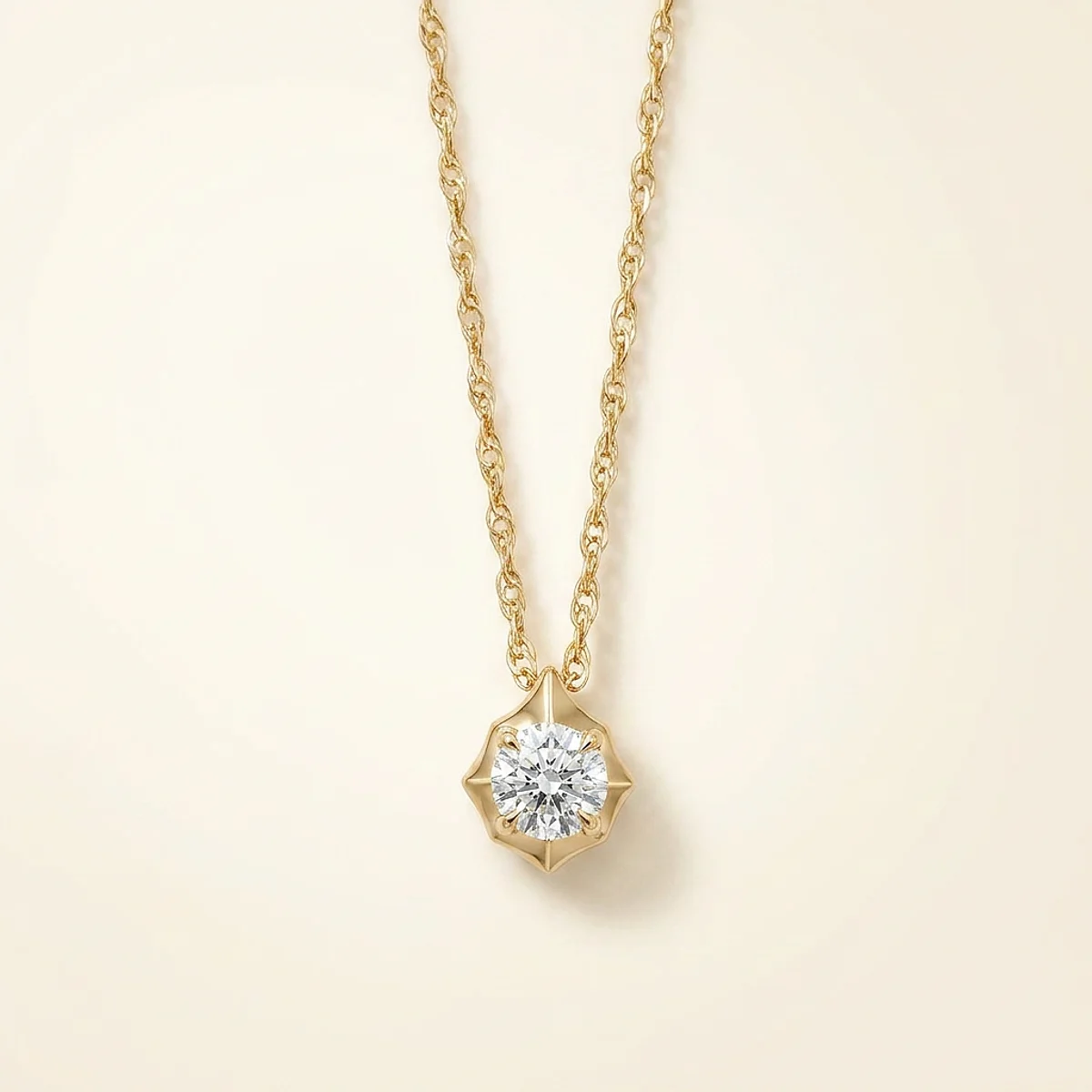 A .75ct colorless round diamond on a yellow gold pendant, custom-designed by Eterneva to honor the remarkable Yeti.