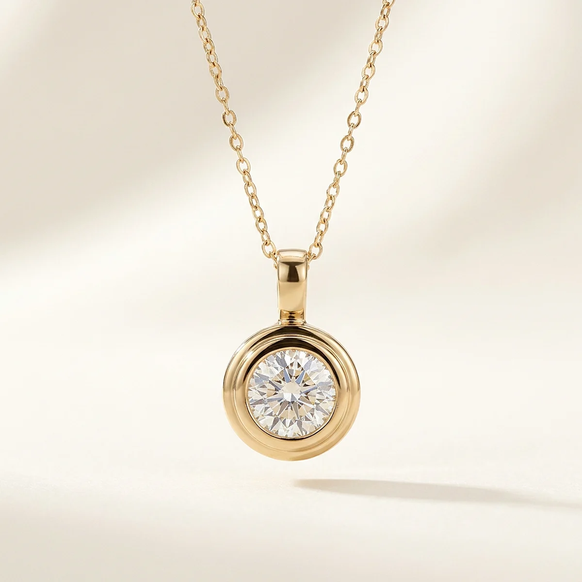 A 1ct colorless round diamond on a yellow gold pendant, custom-designed by Eterneva to honor the remarkable Lydia.