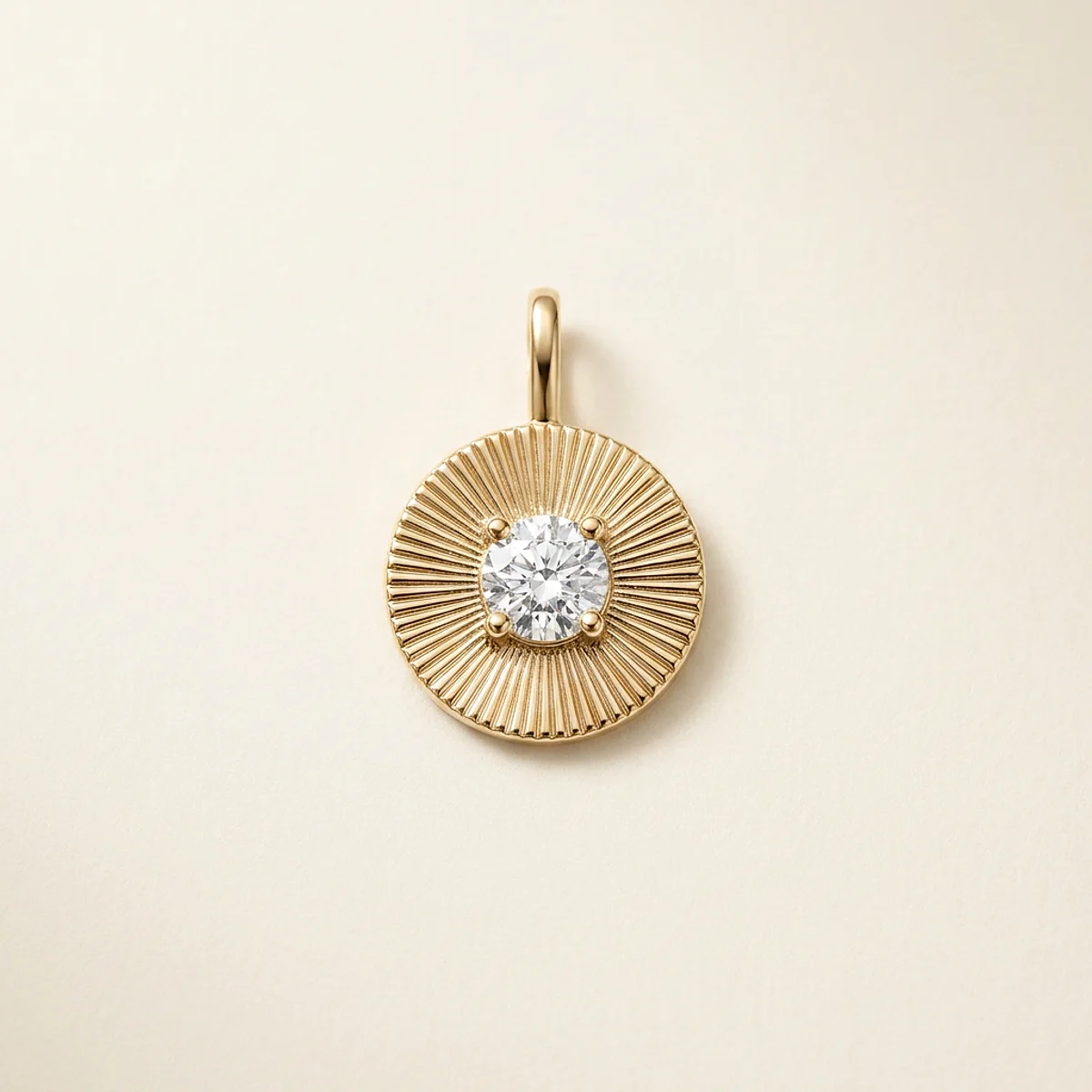 A .25ct colorless round diamond on a yellow gold pendant, custom-designed by Eterneva to honor the remarkable Karl.