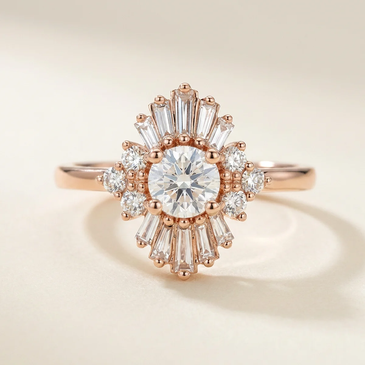 A .5ct colorless round diamond on a rose gold ring, custom-designed by Eterneva to honor the remarkable Michael.