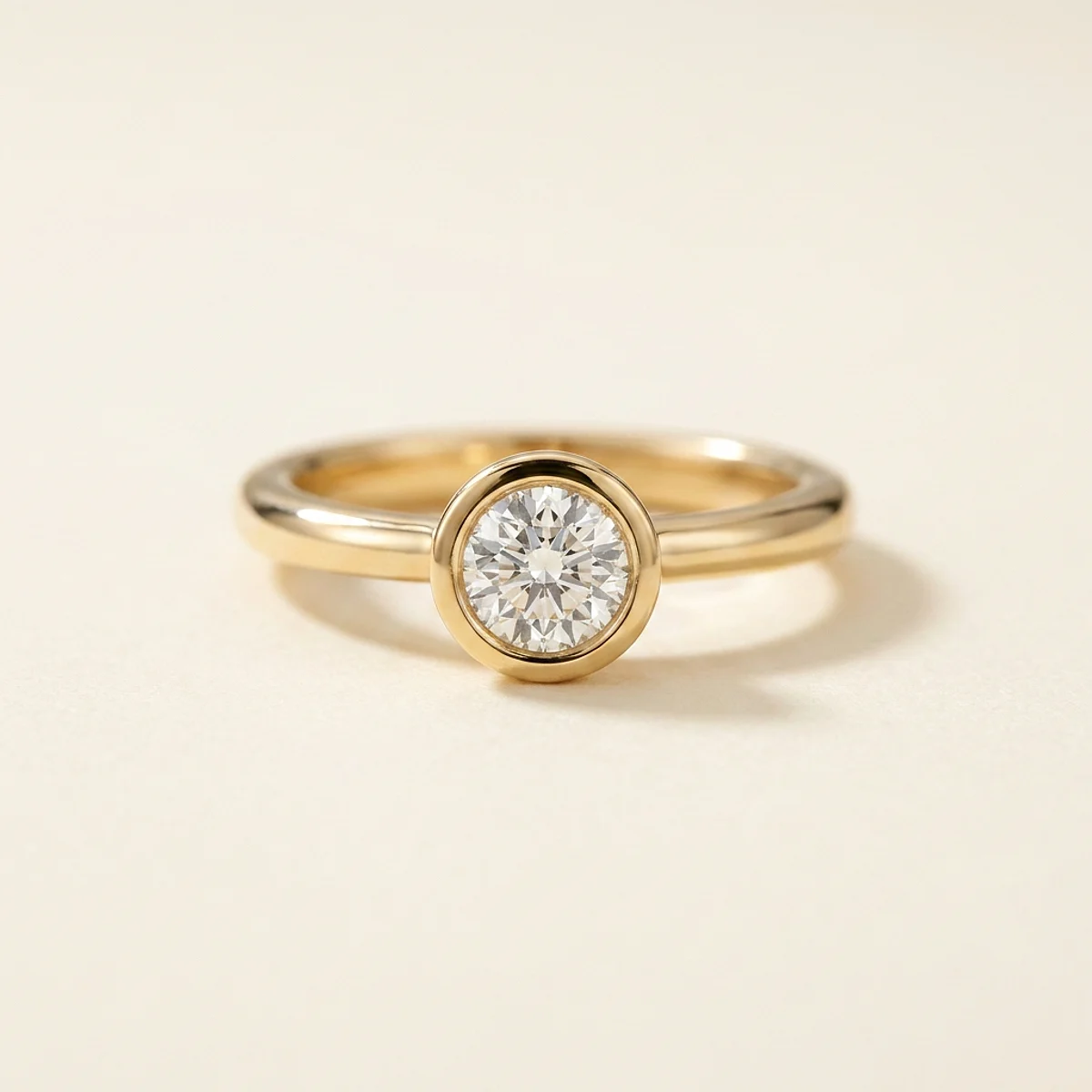 A .5ct colorless round diamond on a yellow gold ring, custom-designed by Eterneva to honor the remarkable Ruby.