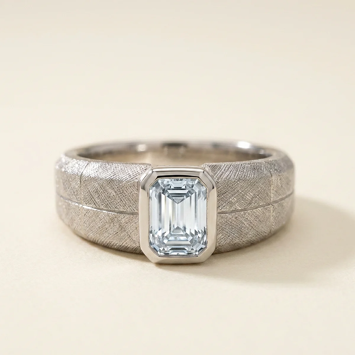 A 1.5ct blue emerald diamond on a platinum ring, custom-designed by Eterneva to honor the remarkable Connie.