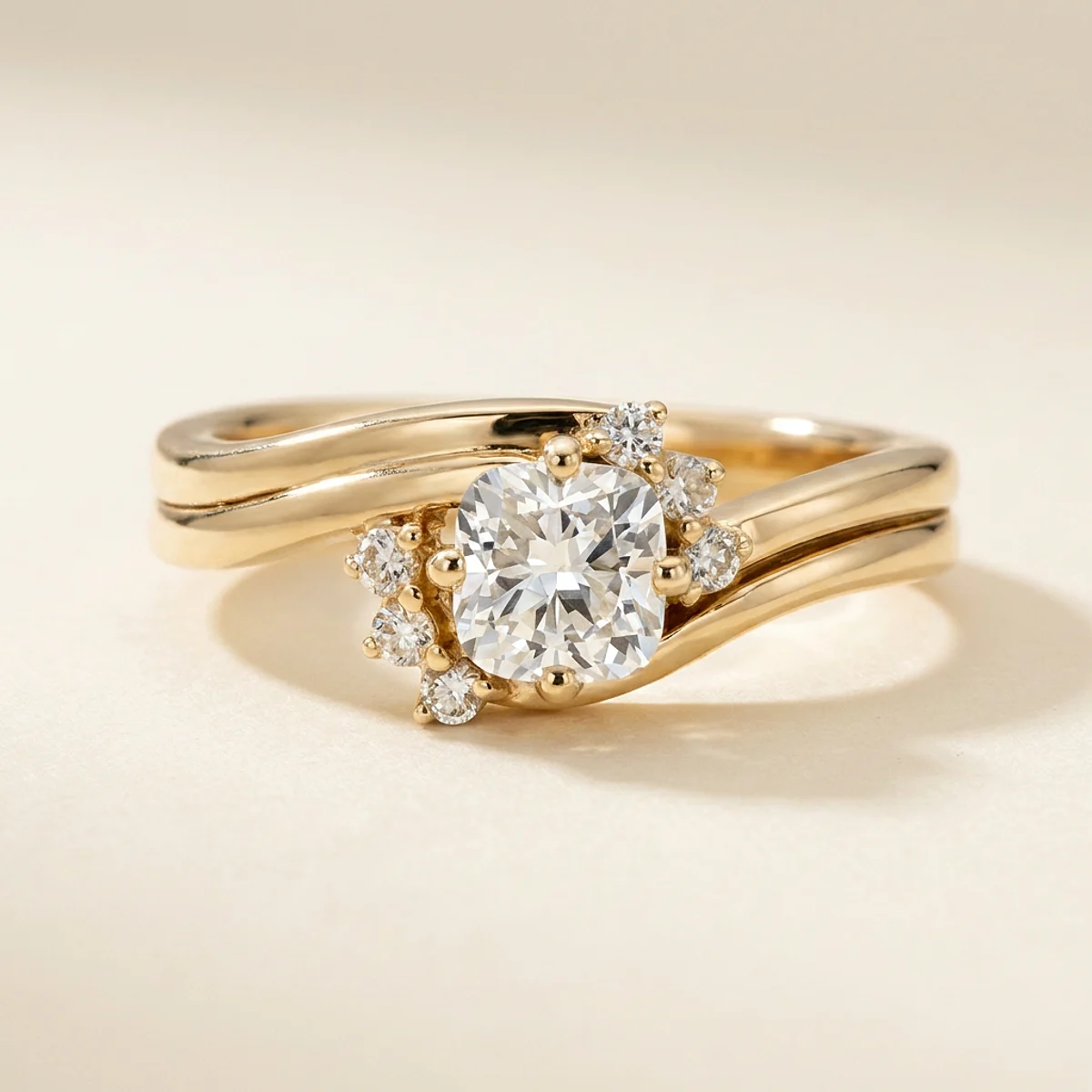 A .5ct colorless cushion diamond on a yellow gold ring, custom-designed by Eterneva to honor the remarkable Kevin.