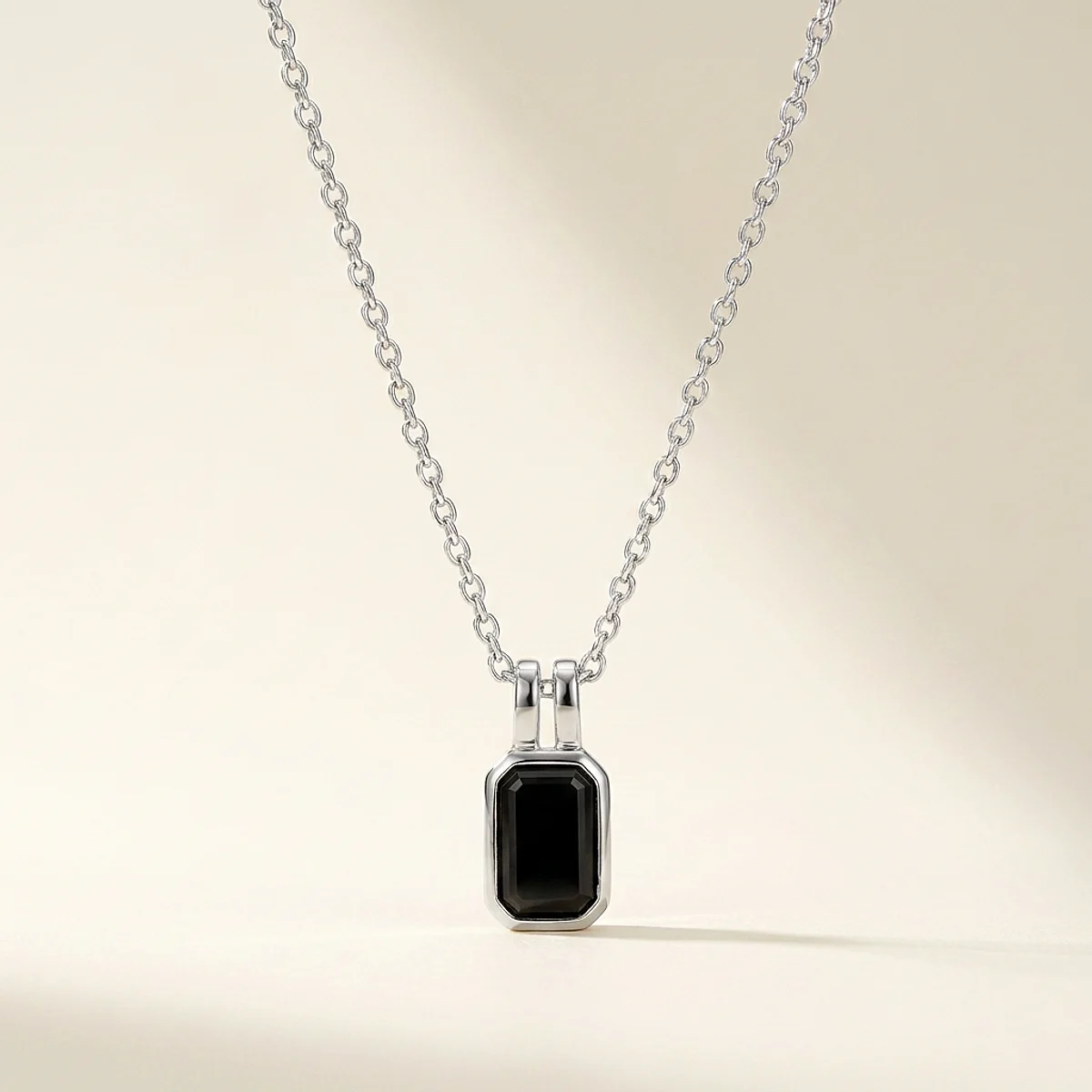 A 1ct black emerald diamond on a platinum necklace, custom-designed by Eterneva to honor the remarkable Cecil.