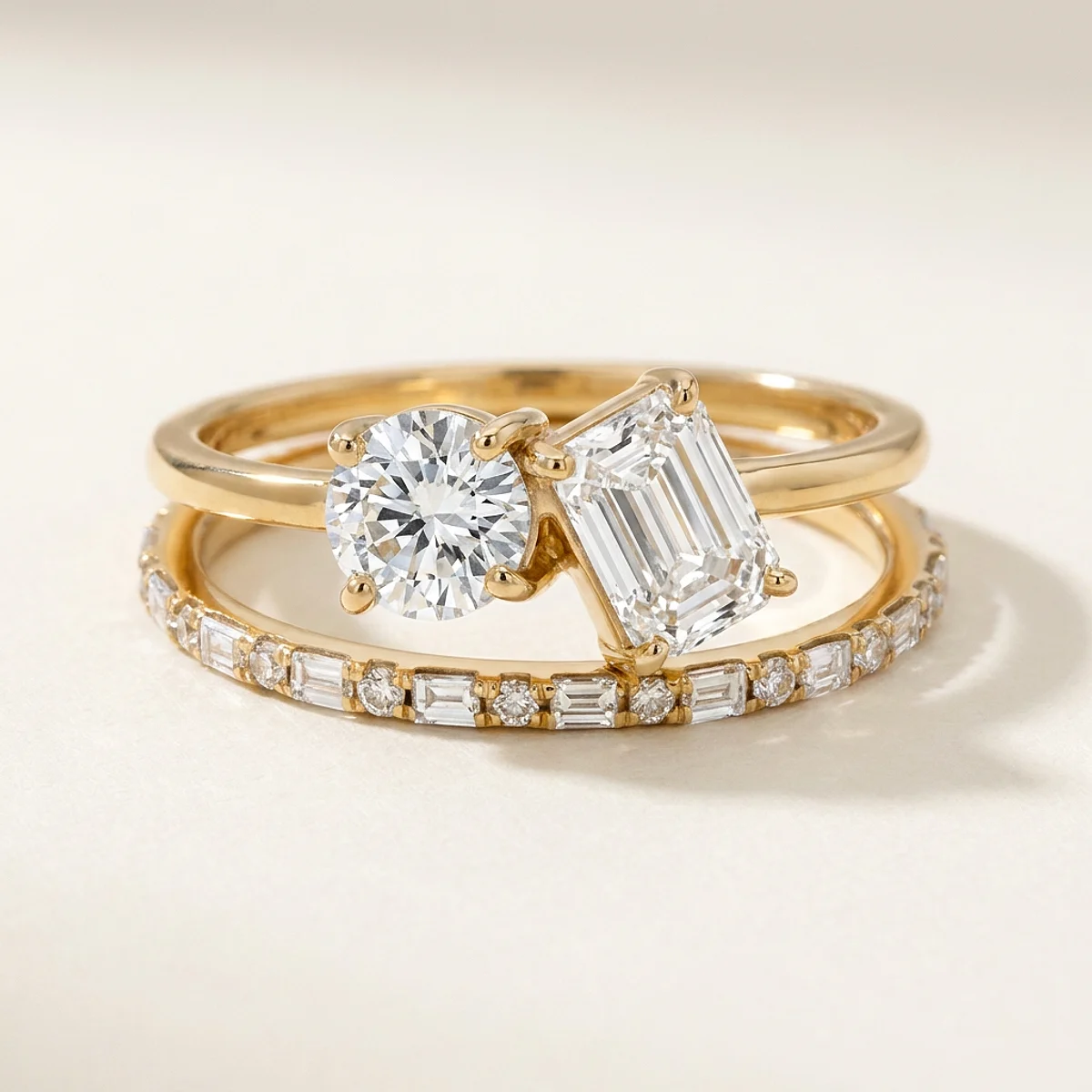 A 1ct colorless emerald diamond on a yellow gold ring, custom-designed by Eterneva to honor the remarkable Rohit.