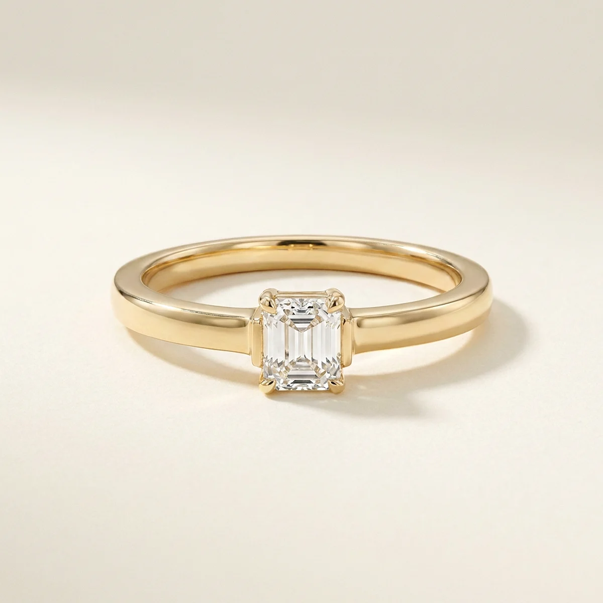 A .25ct colorless emerald diamond on a yellow gold ring, custom-designed by Eterneva to honor the remarkable Cohen.