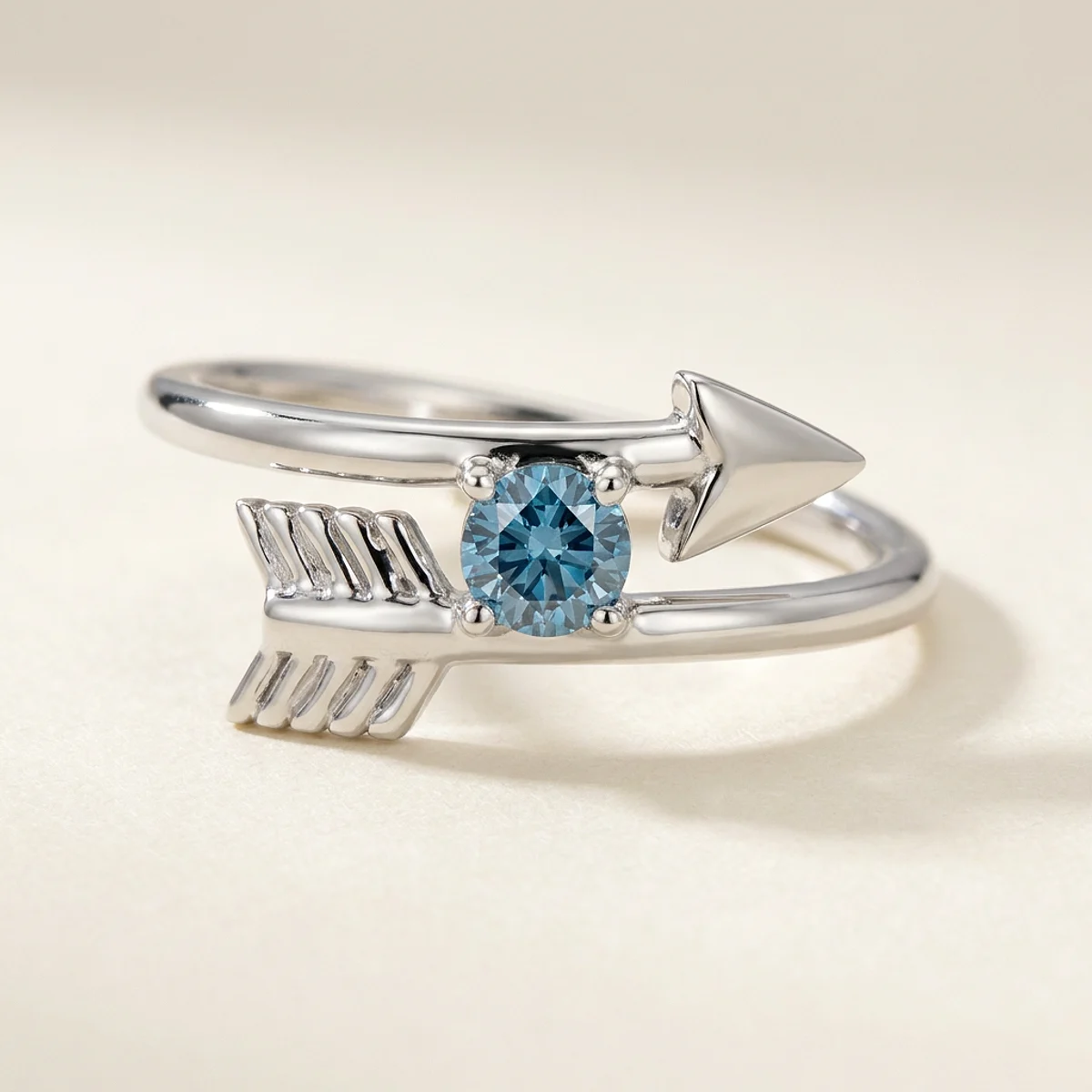 A .25ct blue round diamond on a platinum ring, custom-designed by Eterneva to honor the remarkable Elsie.