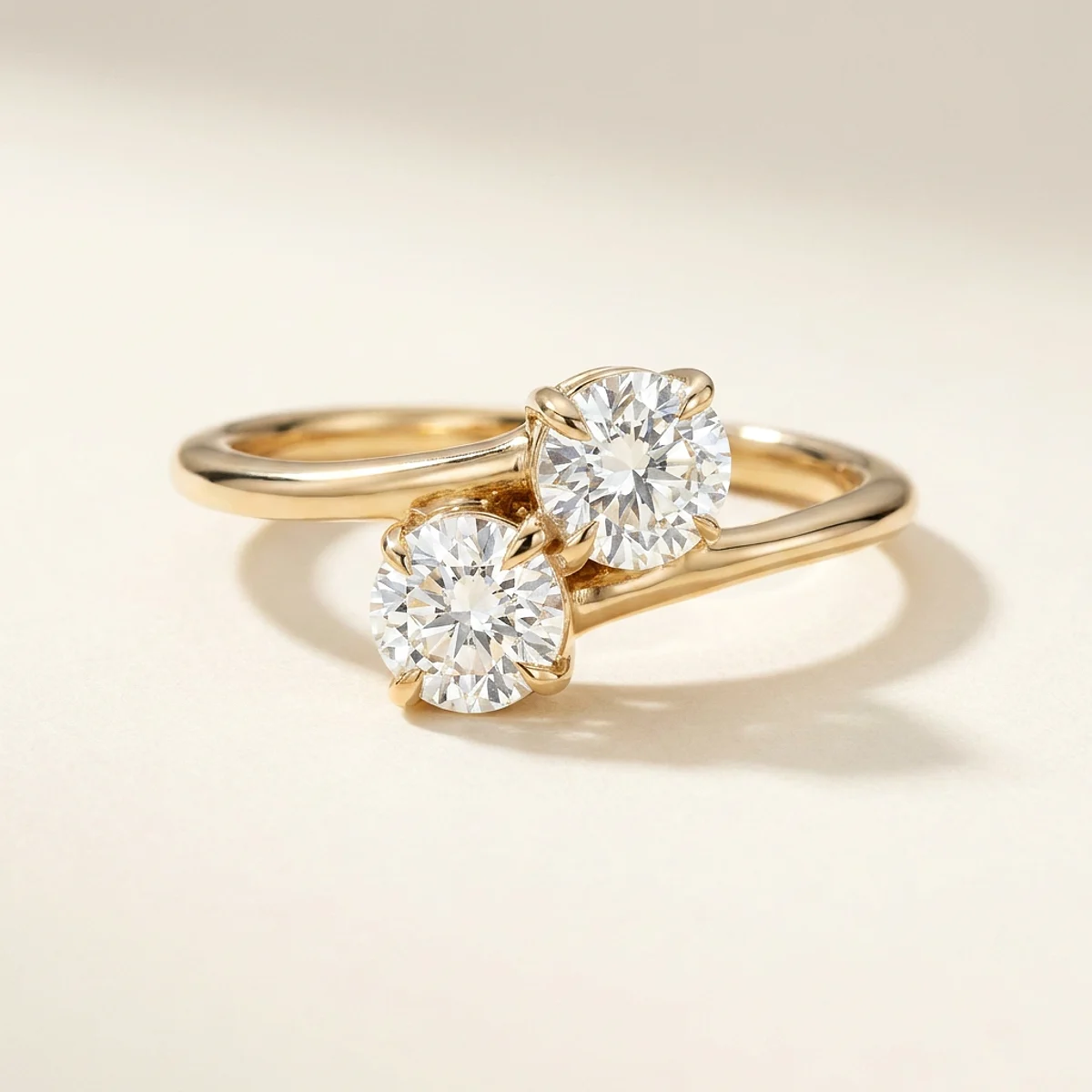 A .5ct colorless round diamond on a yellow gold ring, custom-designed by Eterneva to honor the remarkable Louise.