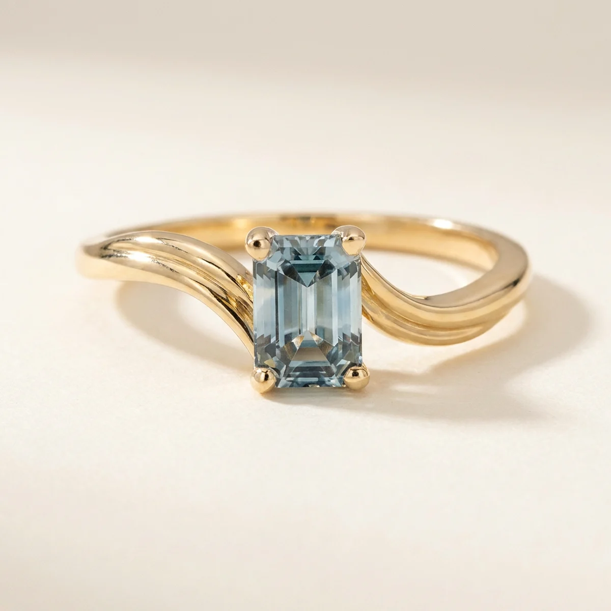 A .5ct blue emerald diamond on a yellow gold ring, custom-designed by Eterneva to honor the remarkable Janine.