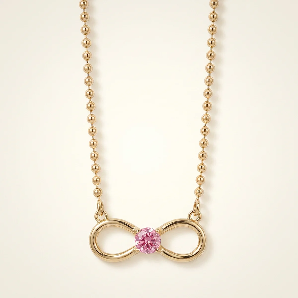 A .25ct pink round diamond on a yellow gold necklace, custom-designed by Eterneva to honor the remarkable Garrett.