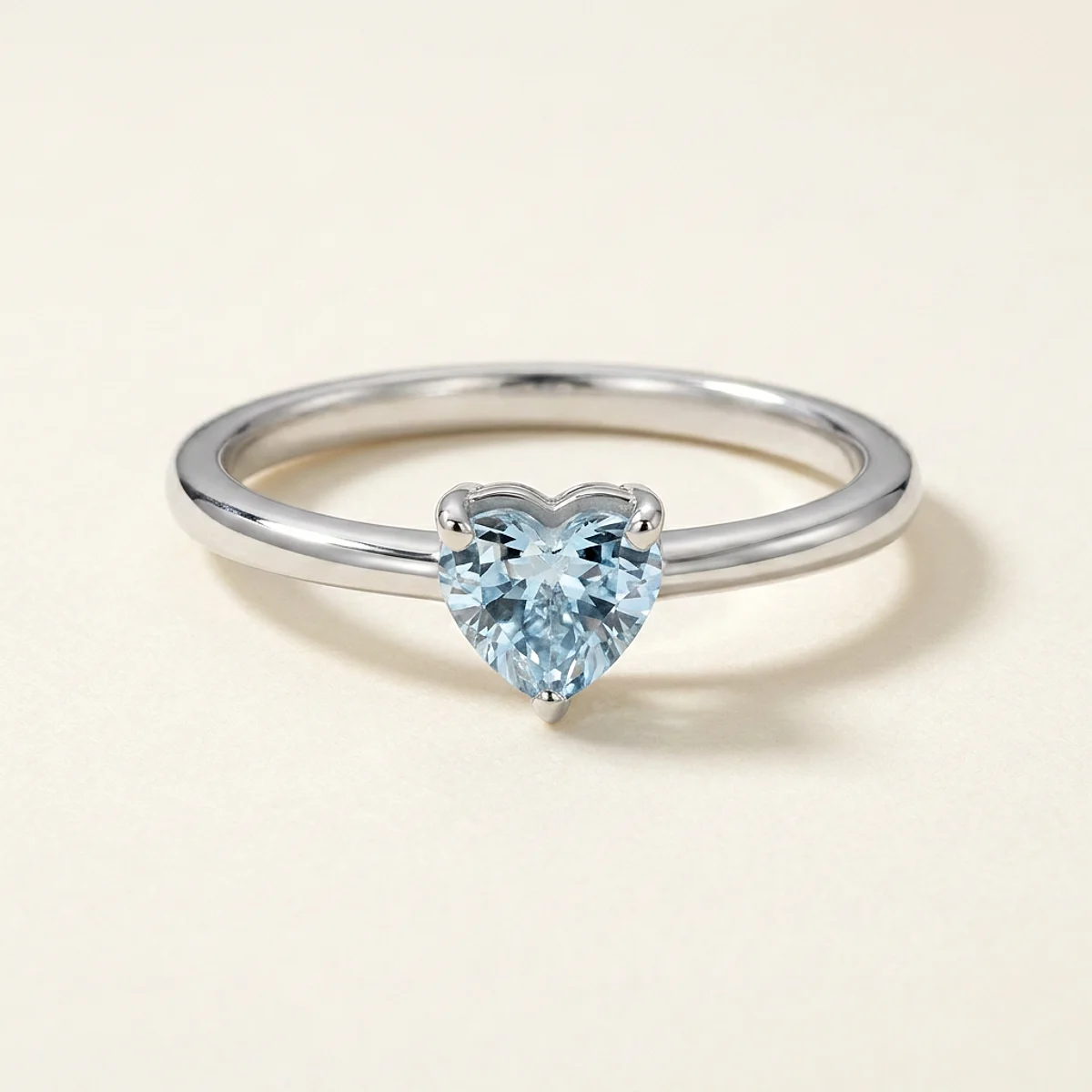 A .5ct blue heart diamond on a white gold ring, custom-designed by Eterneva to honor the remarkable Lucy.