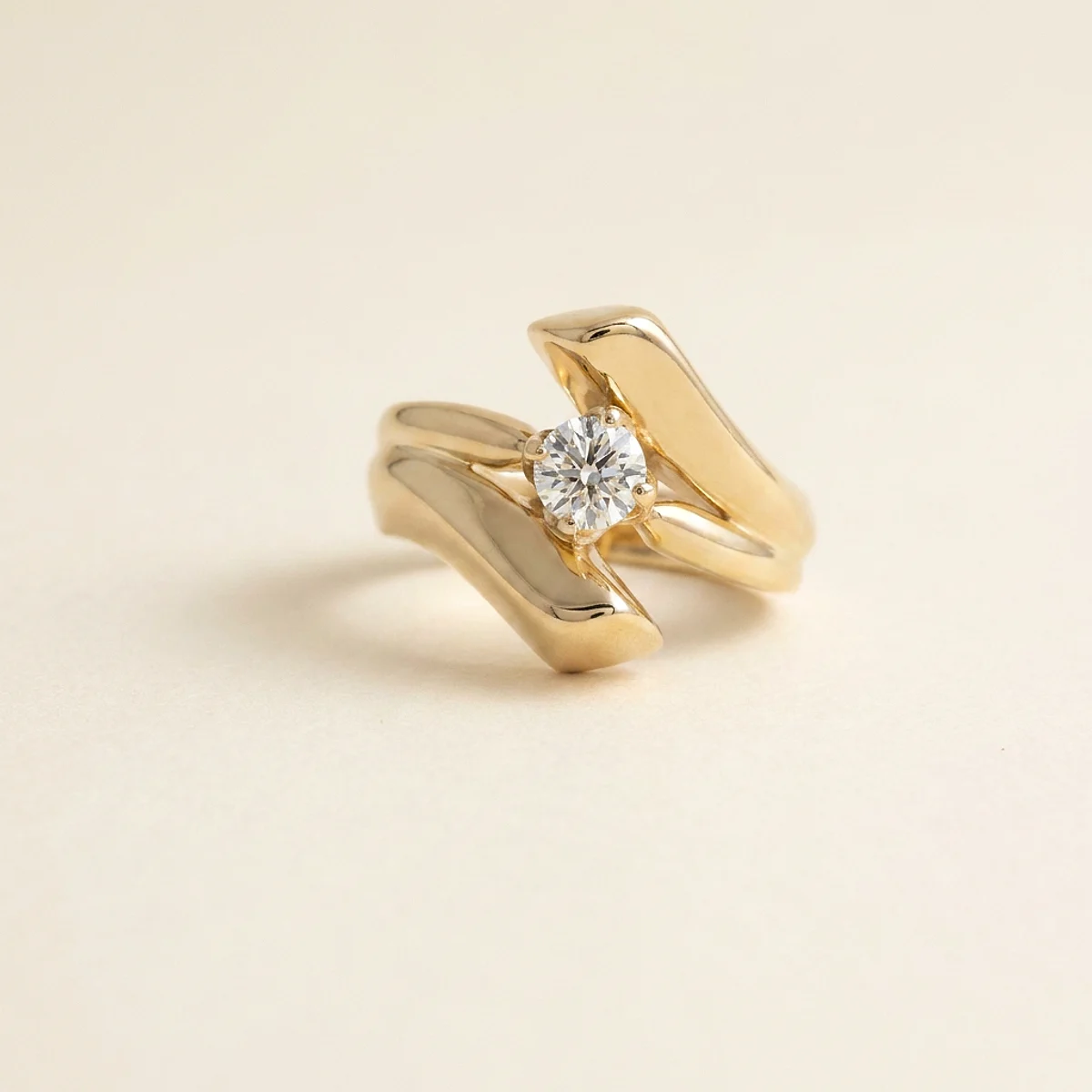 A .4ct colorless round diamond on a yellow gold ring, custom-designed by Eterneva to honor the remarkable Fred.