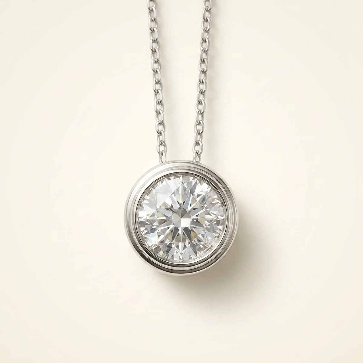 A .4ct colorless round diamond on a white gold pendant, custom-designed by Eterneva to honor the remarkable Xuehong.
