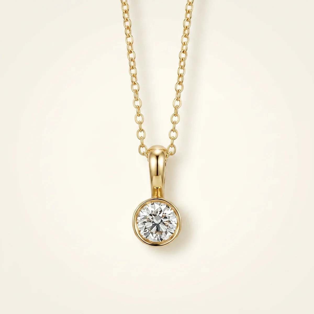 A .4ct colorless round diamond on a yellow gold pendant, custom-designed by Eterneva to honor the remarkable Glenn.