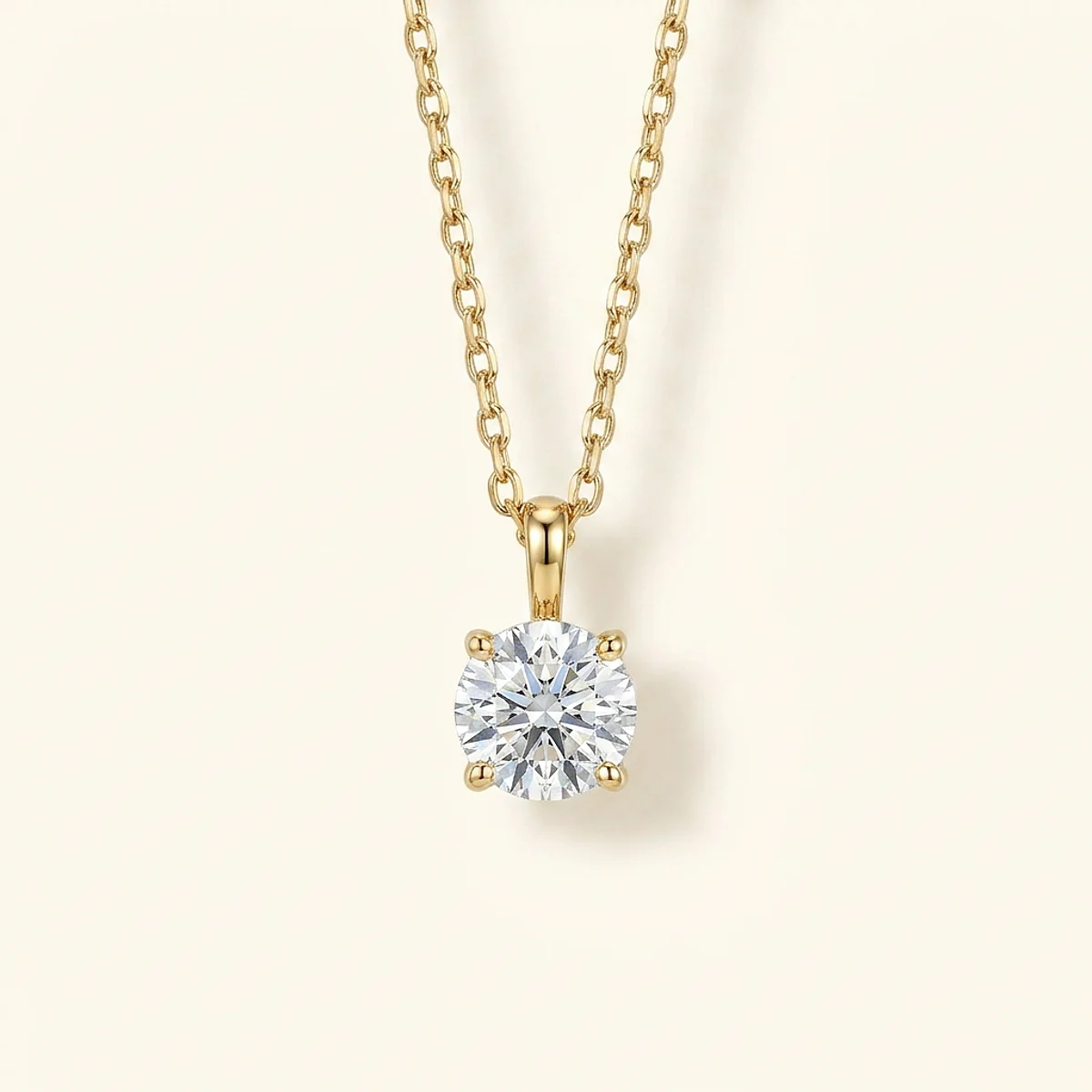 A .5ct colorless round diamond on a yellow gold necklace, custom-designed by Eterneva to honor the remarkable Louise.