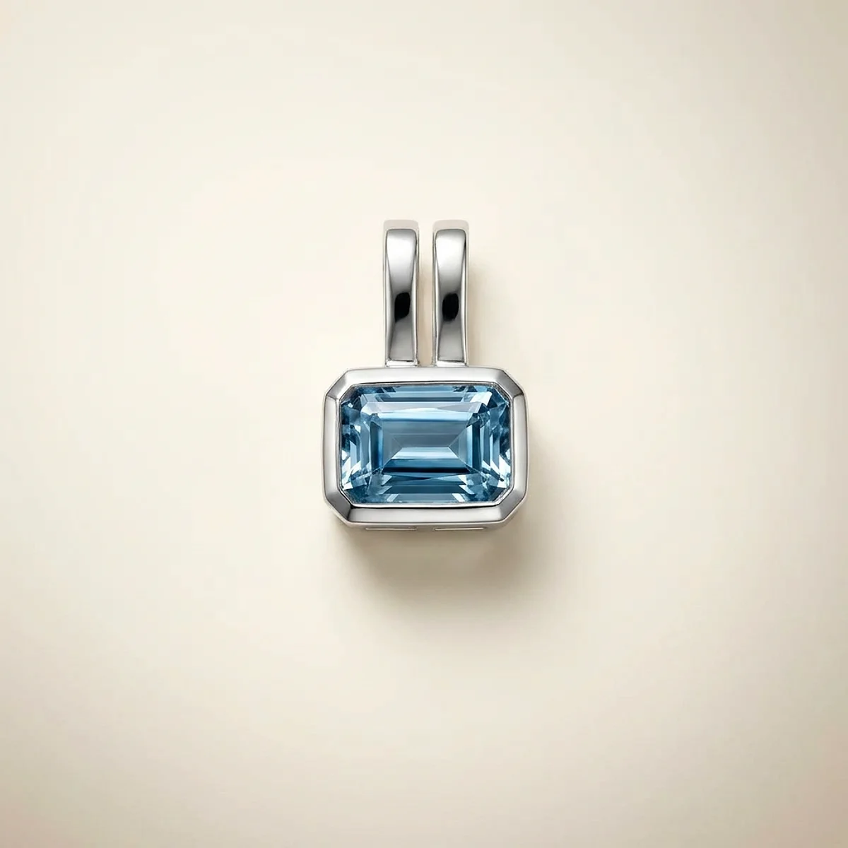 A .5ct blue radiant diamond on a white gold pendant, custom-designed by Eterneva to honor the remarkable Marianna.