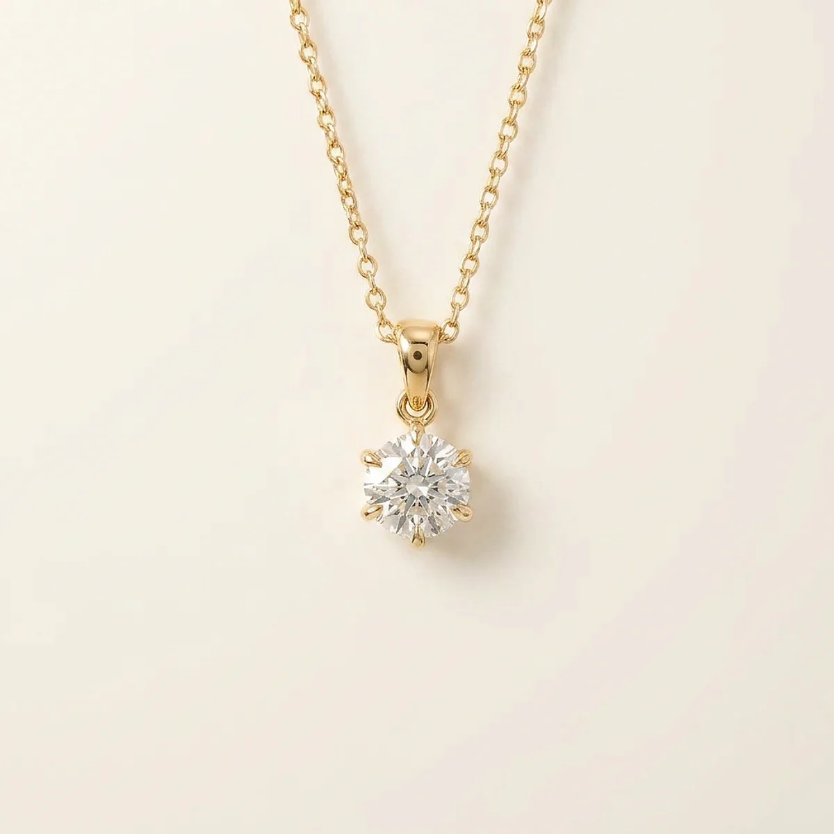 A .75ct colorless round diamond on a yellow gold necklace, custom-designed by Eterneva to honor the remarkable Thuy.