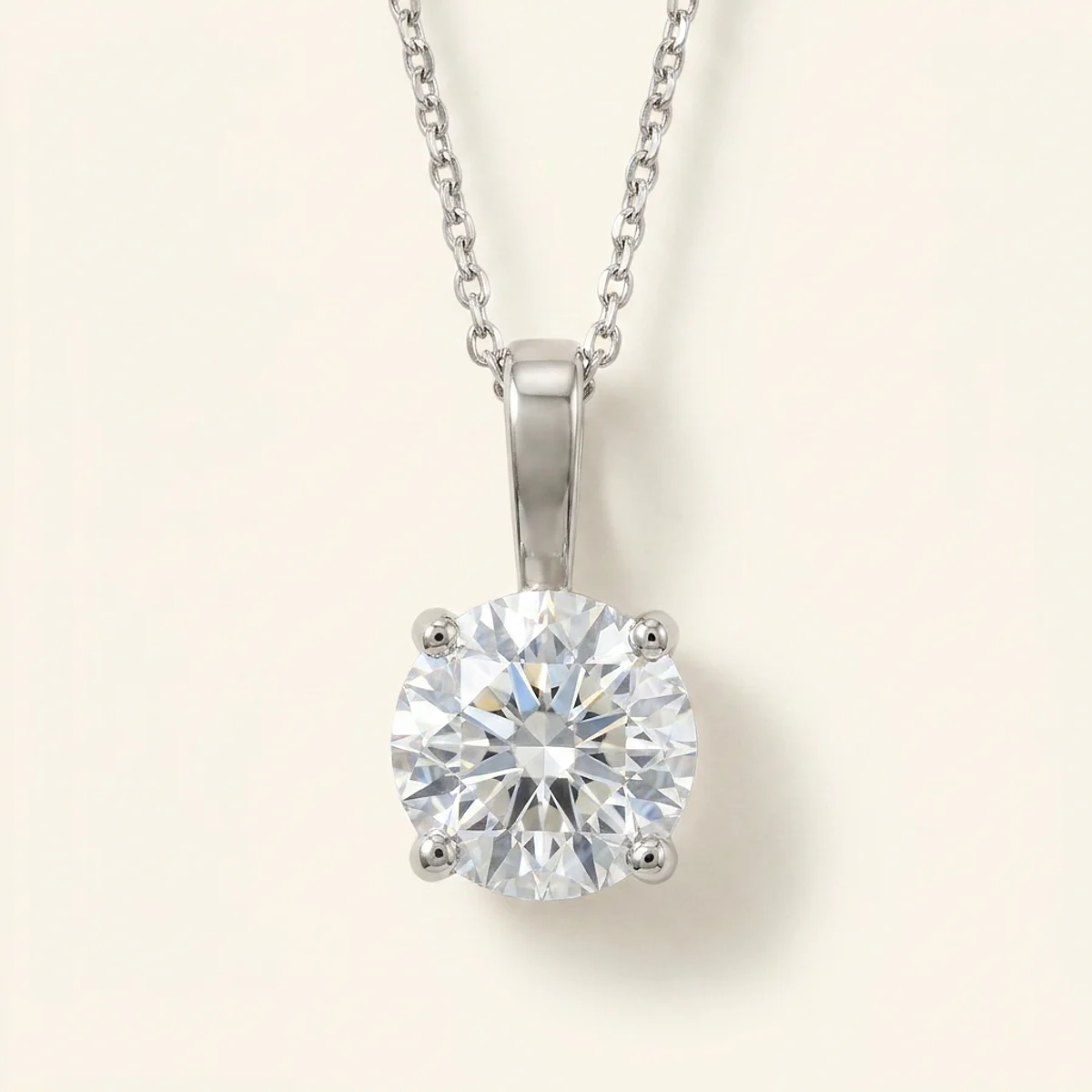 A .75ct colorless round diamond on a white gold pendant, custom-designed by Eterneva to honor the remarkable Alfredo.