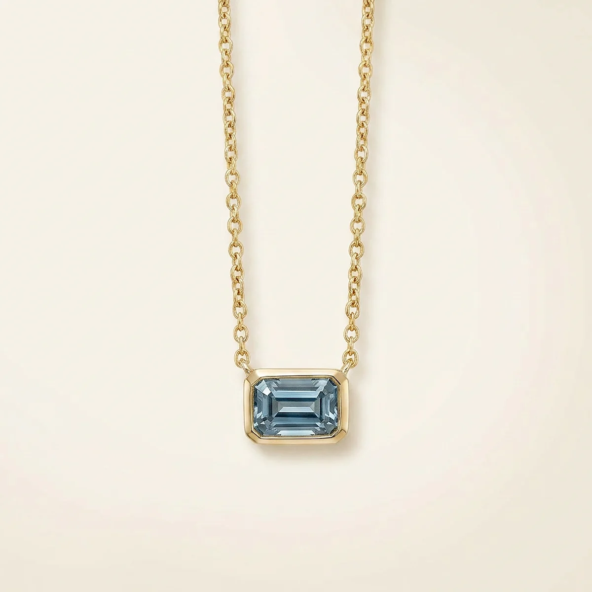A .75ct blue emerald diamond on a yellow gold necklace, custom-designed by Eterneva to honor the remarkable Gregg.