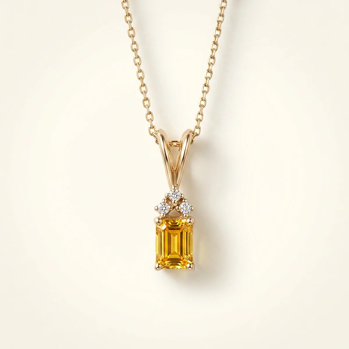 A .4ct yellow emerald diamond on a yellow gold pendant, custom-designed by Eterneva to honor the remarkable Sam.