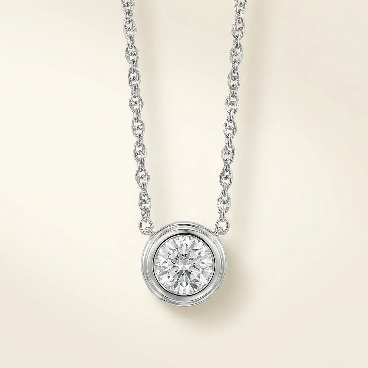 A .25ct colorless round diamond on a white gold necklace, custom-designed by Eterneva to honor the remarkable Randall.