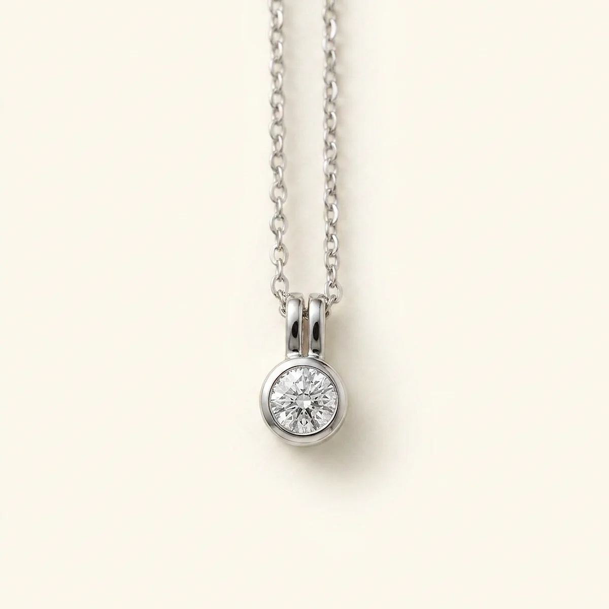 A .5ct colorless round diamond on a white gold pendant, custom-designed by Eterneva to honor the remarkable Edward.