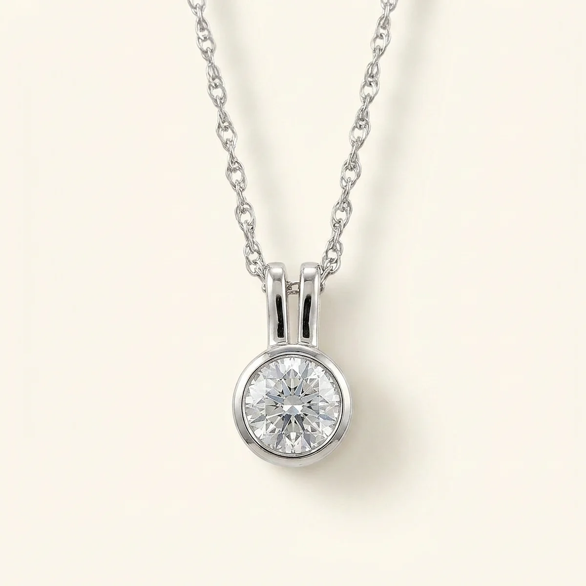 A .5ct colorless round diamond on a white gold pendant, custom-designed by Eterneva to honor the remarkable Edward.