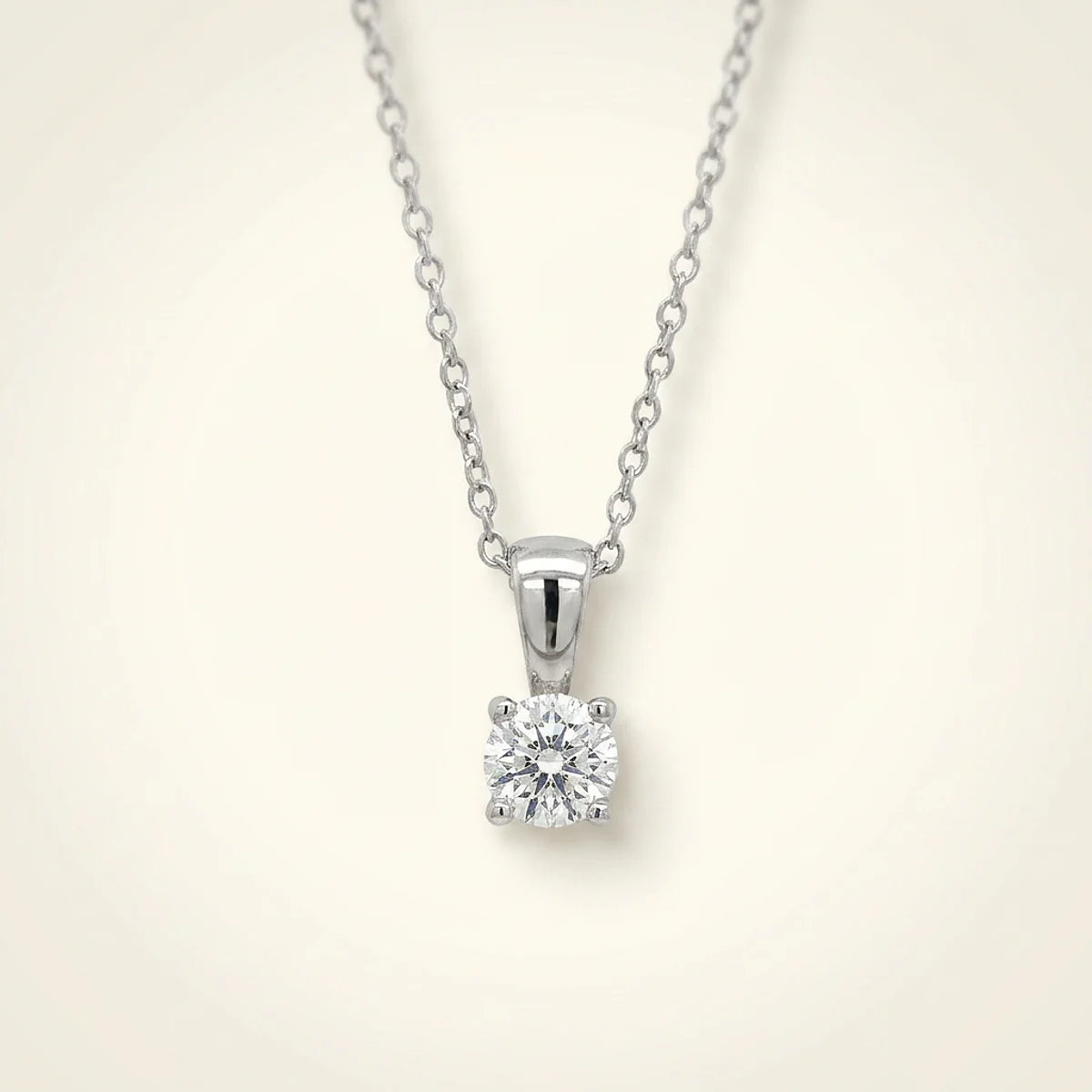 A .25ct colorless round diamond on a white gold necklace, custom-designed by Eterneva to honor the remarkable Branelly.