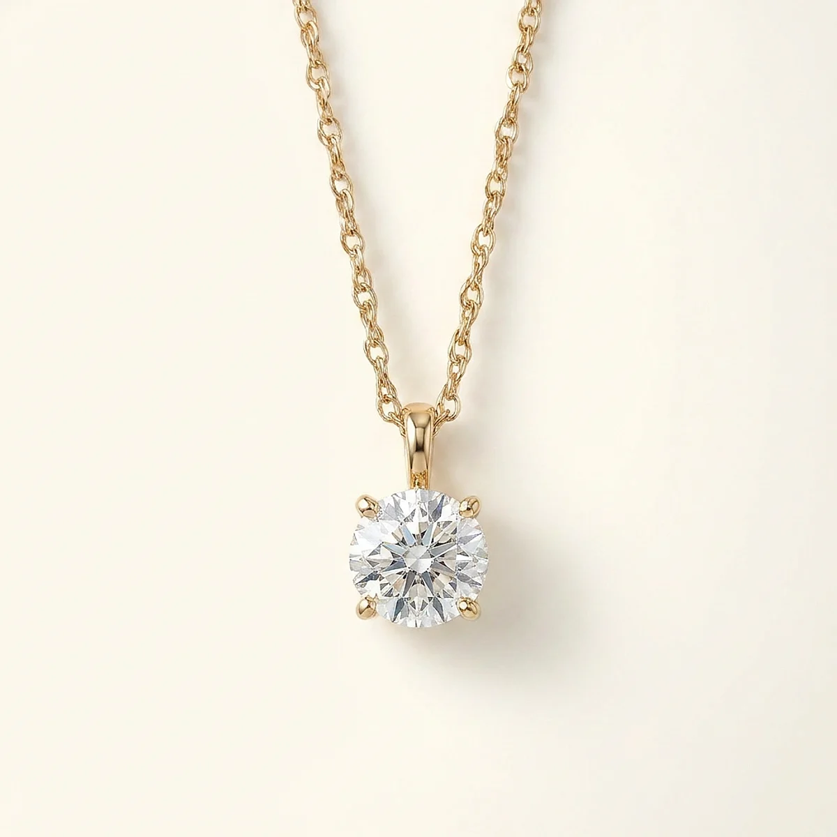 A .5ct colorless round diamond on a yellow gold pendant, custom-designed by Eterneva to honor the remarkable Jenifer.