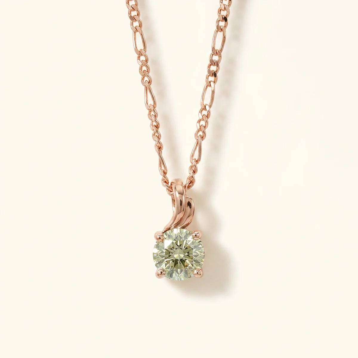 A .5ct green round diamond on a rose gold necklace, custom-designed by Eterneva to honor the remarkable Jenifer.