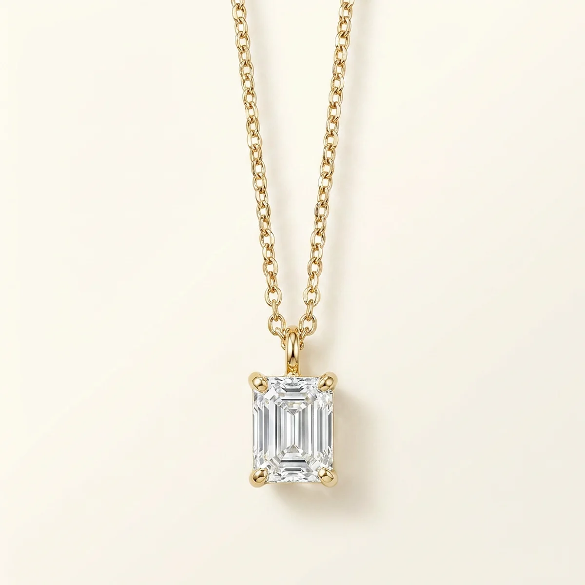 A .75ct colorless emerald diamond on a yellow gold necklace, custom-designed by Eterneva to honor the remarkable Jeff.