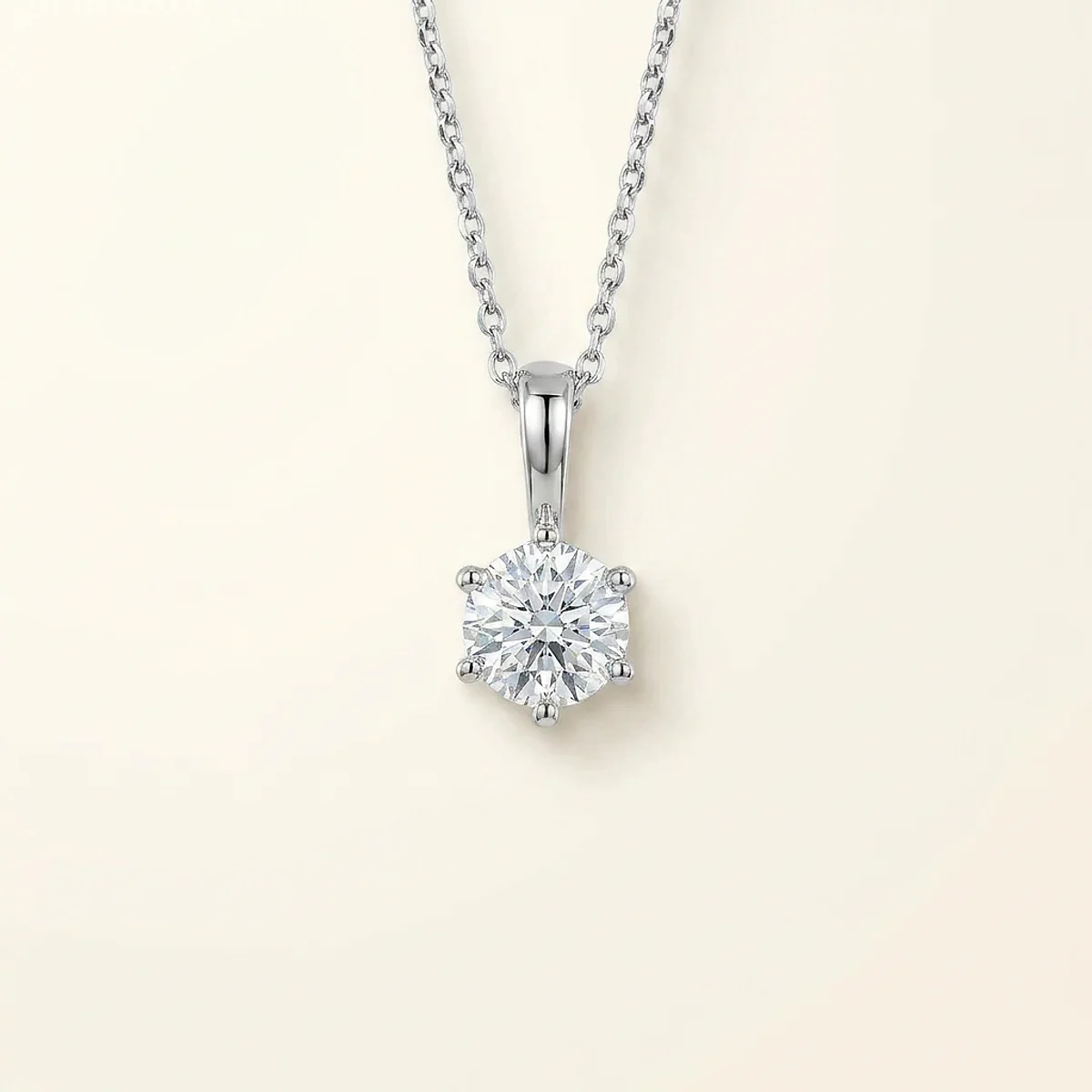 A .15ct colorless round diamond on a white gold pendant, custom-designed by Eterneva to honor the remarkable Charlene.