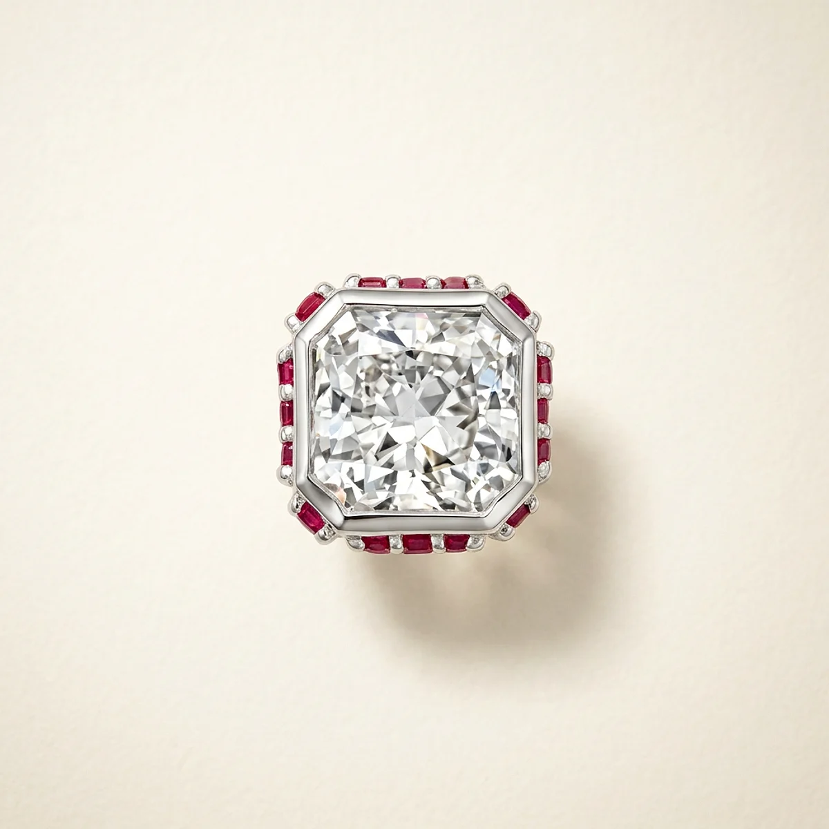 A .5ct colorless square radiant diamond on a white gold pendant, custom-designed by Eterneva to honor the remarkable Dona.