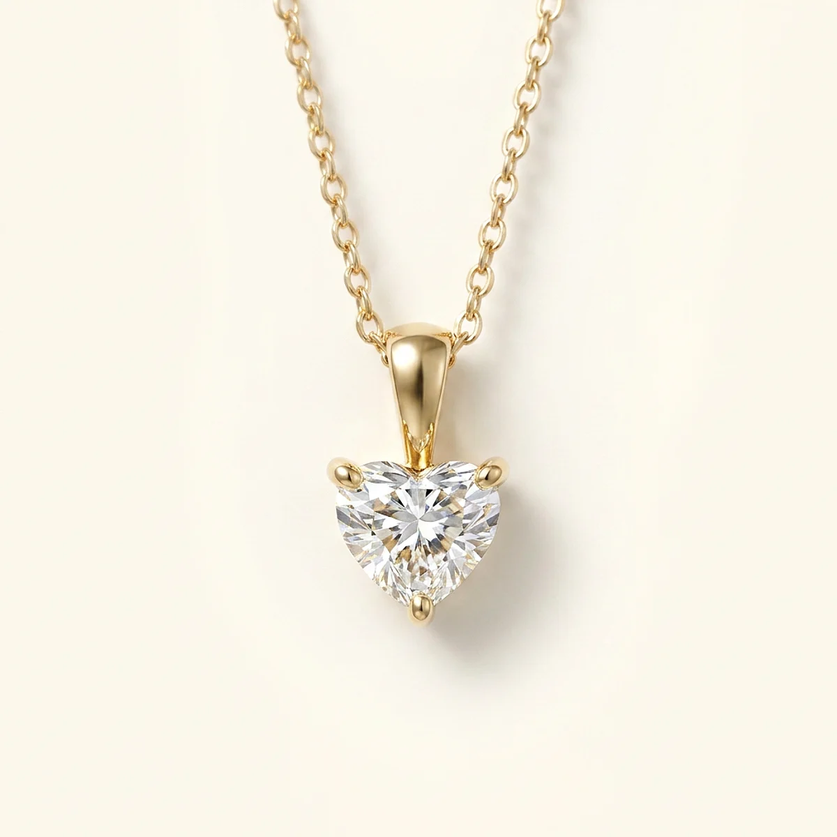 A .5ct colorless heart diamond on a yellow gold pendant, custom-designed by Eterneva to honor the remarkable Candi.