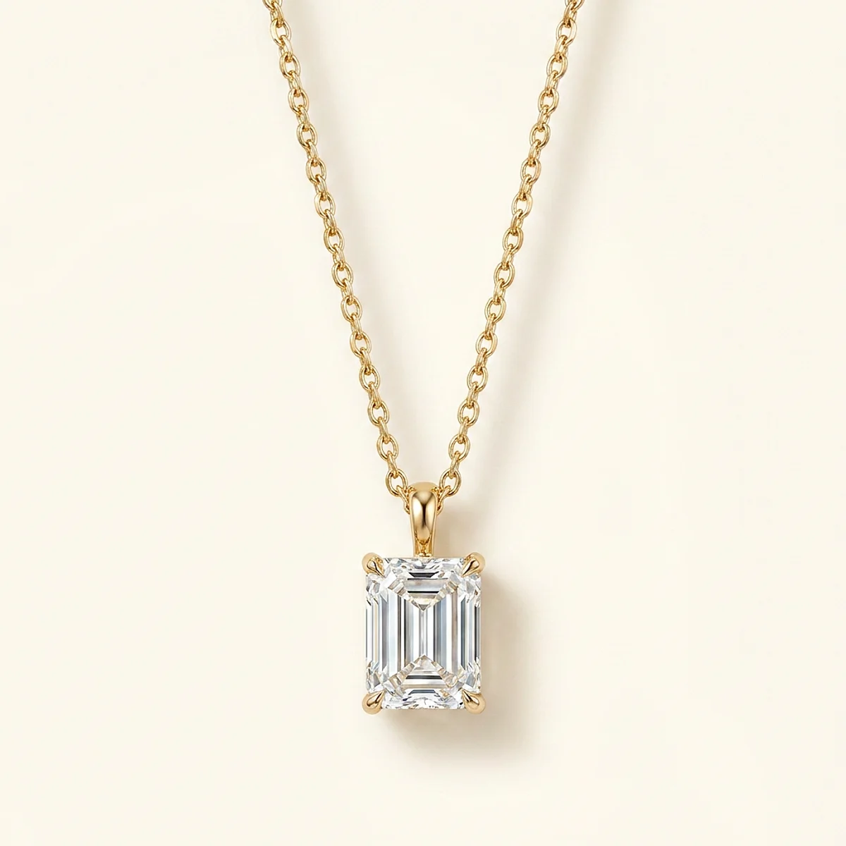 A .25ct colorless emerald diamond on a yellow gold pendant, custom-designed by Eterneva to honor the remarkable Millie.