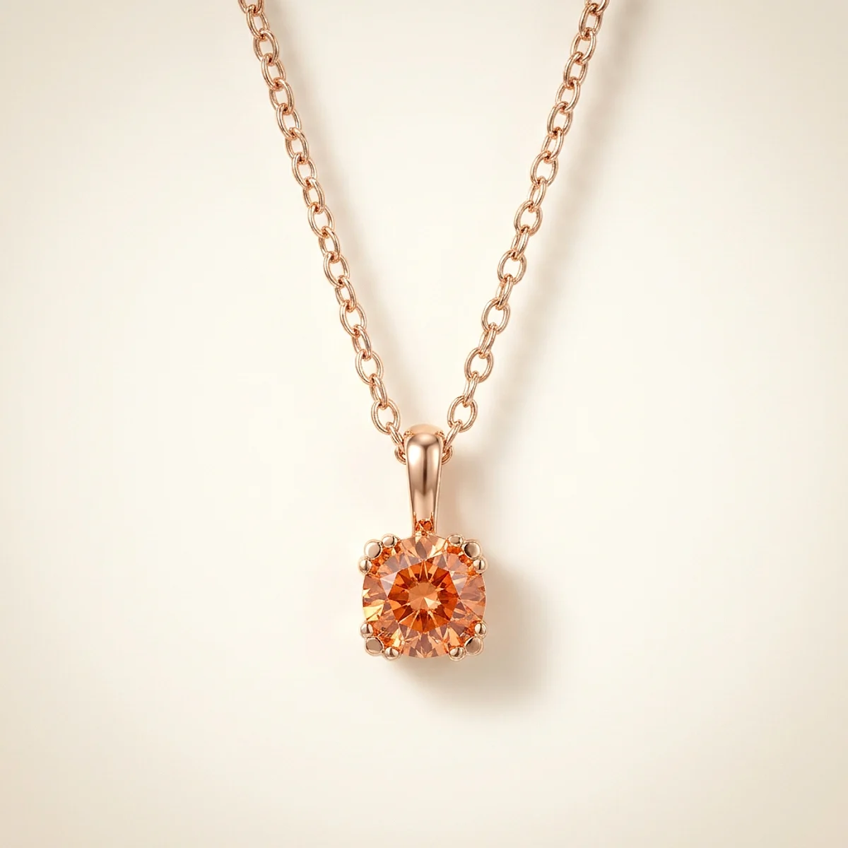A 1ct red round diamond on a yellow gold pendant, custom-designed by Eterneva to honor the remarkable John.