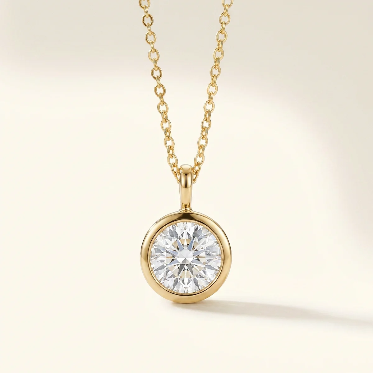 A 1ct colorless round diamond on a yellow gold pendant, custom-designed by Eterneva to honor the remarkable Anthony.