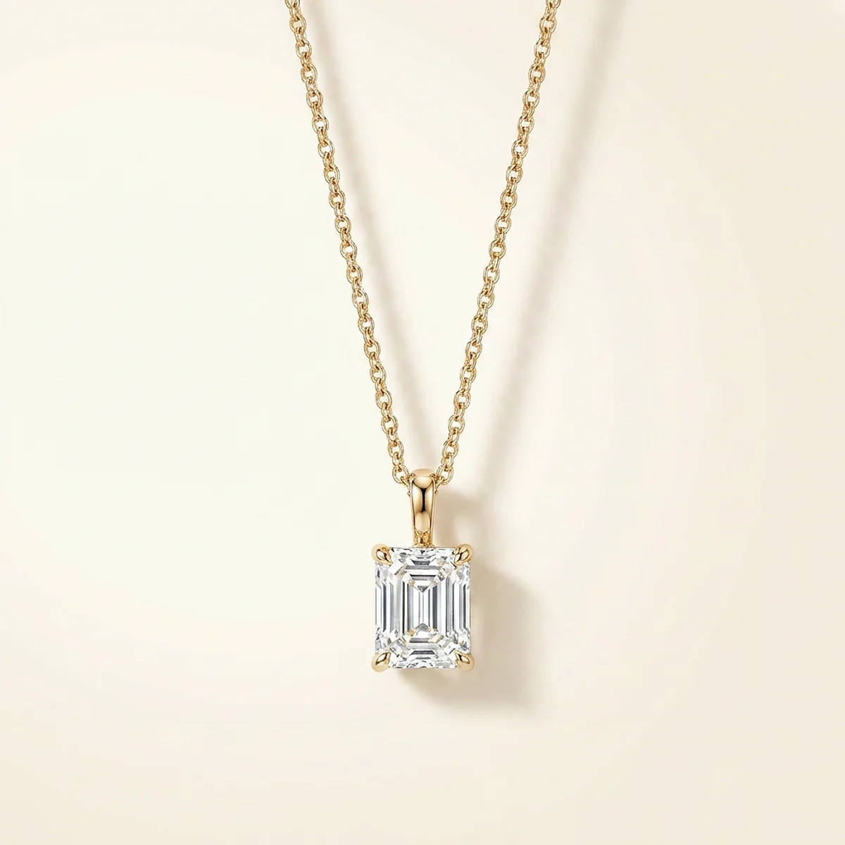 A .25ct colorless emerald diamond on a yellow gold pendant, custom-designed by Eterneva to honor the remarkable Randi.