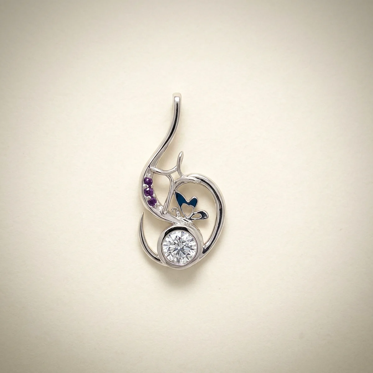 A .5ct colorless round diamond on a white gold pendant, custom-designed by Eterneva to honor the remarkable Adrianne.