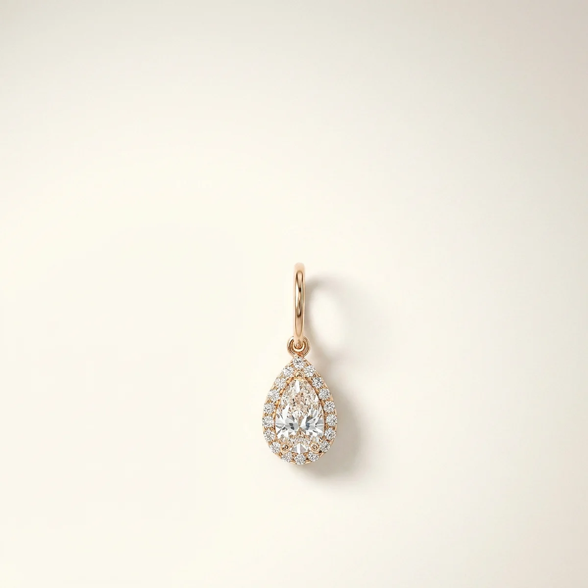 A .75ct colorless pear diamond on a yellow gold pendant, custom-designed by Eterneva to honor the remarkable Dora.