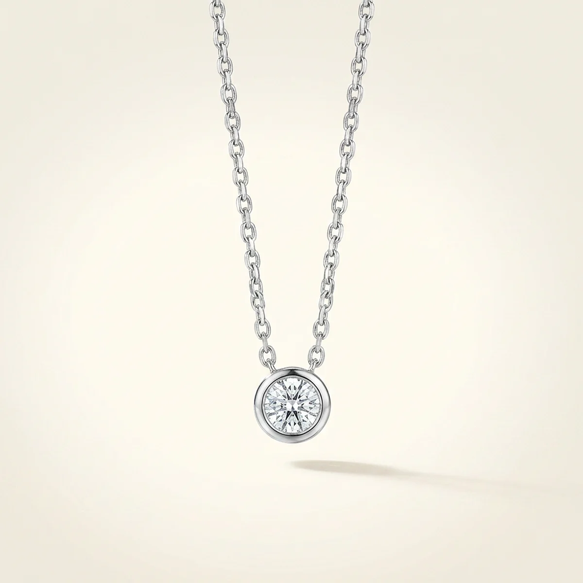 A .25ct colorless round diamond on a white gold pendant, custom-designed by Eterneva to honor the remarkable Margarita.