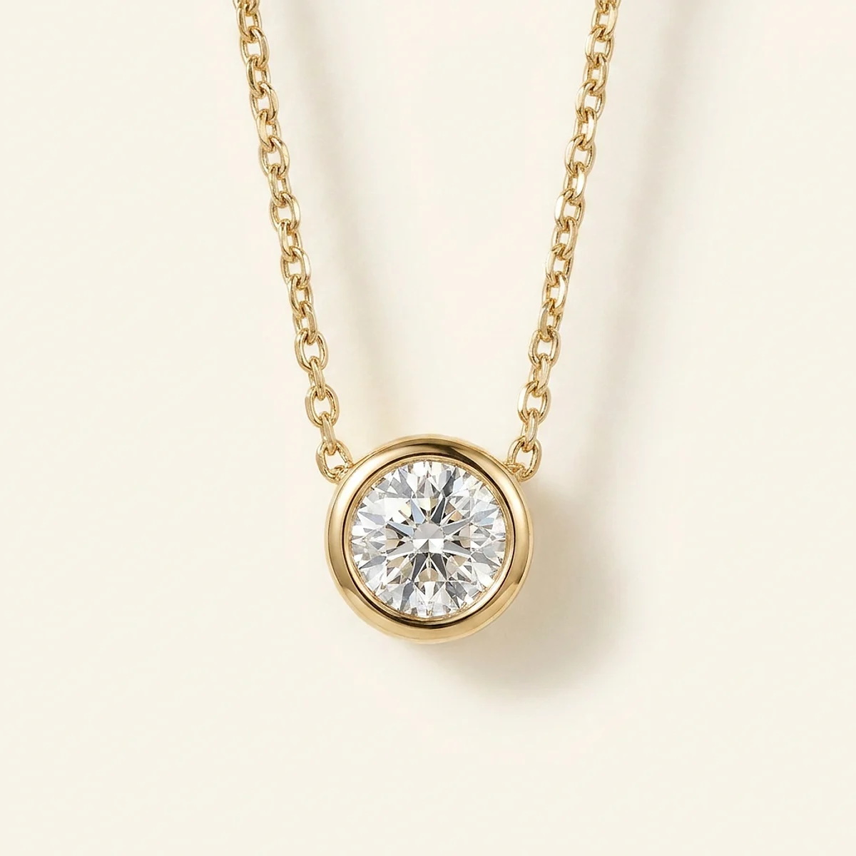 A .25ct colorless round diamond on a yellow gold pendant, custom-designed by Eterneva to honor the remarkable Margarita.