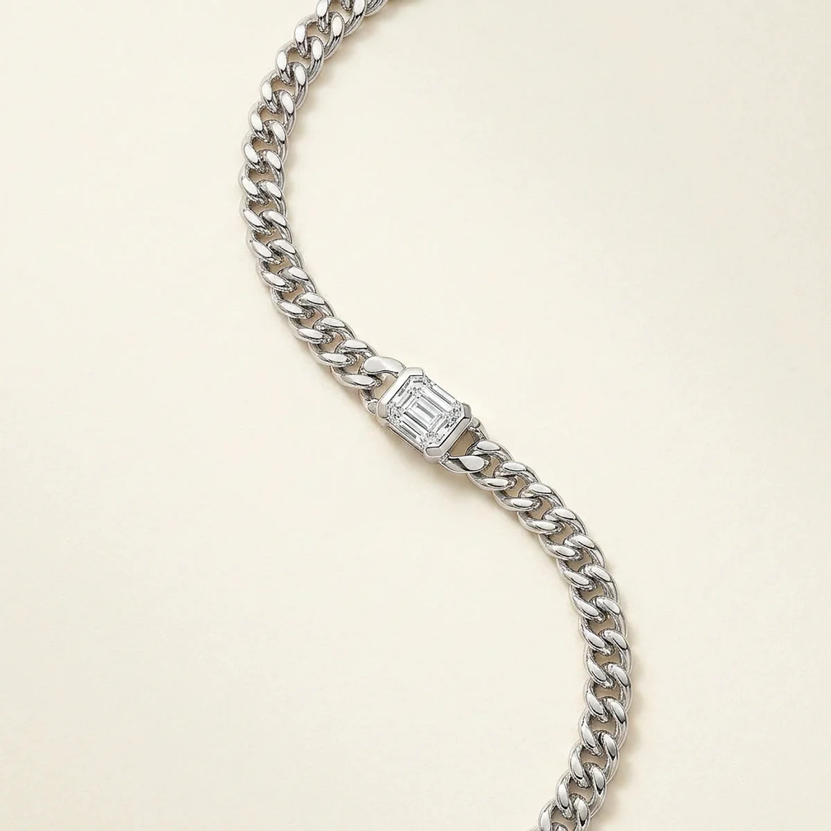 A .5ct colorless asscher diamond on a white gold bracelet, custom-designed by Eterneva to honor the remarkable Sam.