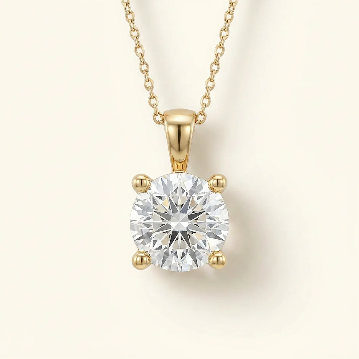 A 1ct colorless round diamond on a yellow gold pendant, custom-designed by Eterneva to honor the remarkable Caroline.