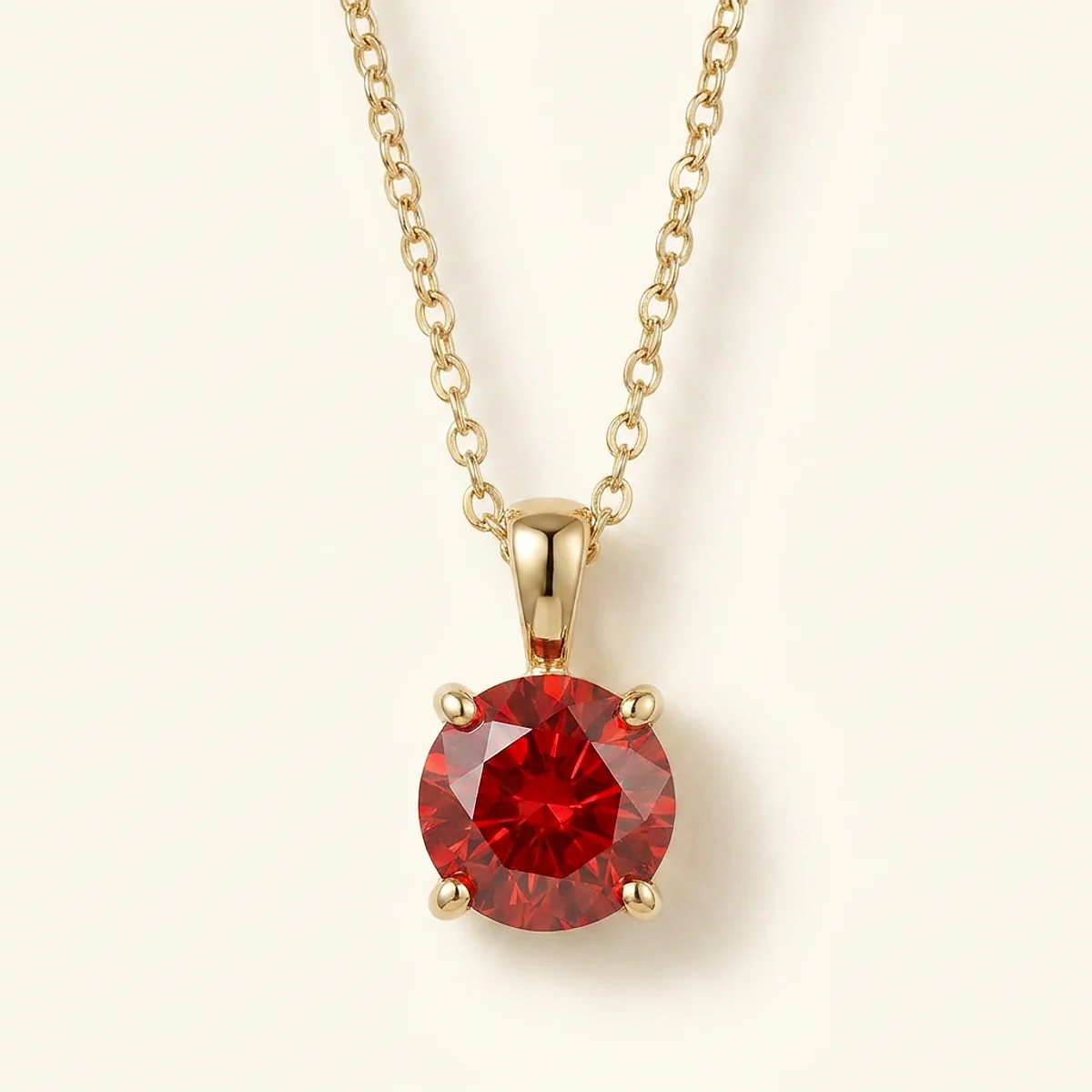 A .75ct red round diamond on a yellow gold pendant, custom-designed by Eterneva to honor the remarkable Walt.