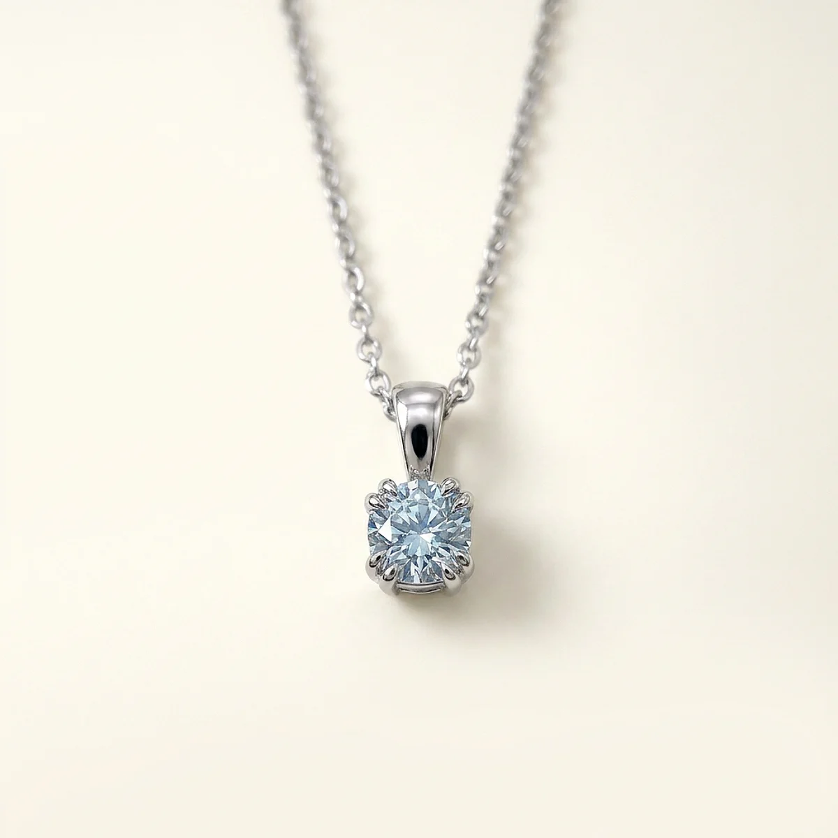 A .25ct blue round diamond on a white gold pendant, custom-designed by Eterneva to honor the remarkable Karen.