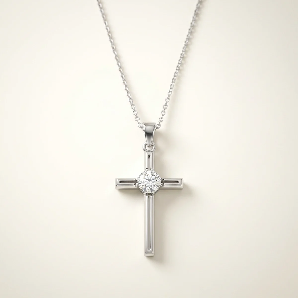 A .5ct colorless round diamond on a white gold pendant, custom-designed by Eterneva to honor the remarkable Dana.