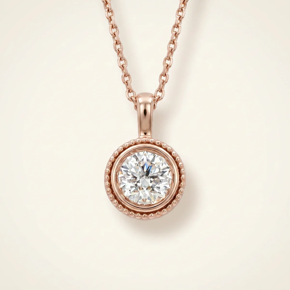 A .25ct colorless round diamond on a rose gold pendant, custom-designed by Eterneva to honor the remarkable Sheri.