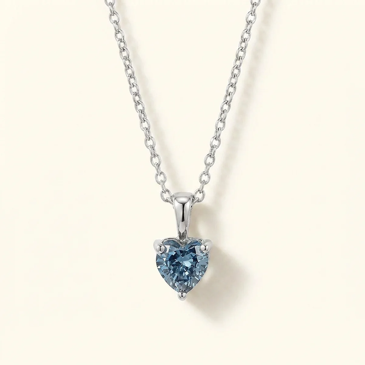 A .4ct blue heart diamond on a white gold pendant, custom-designed by Eterneva to honor the remarkable Jasta.