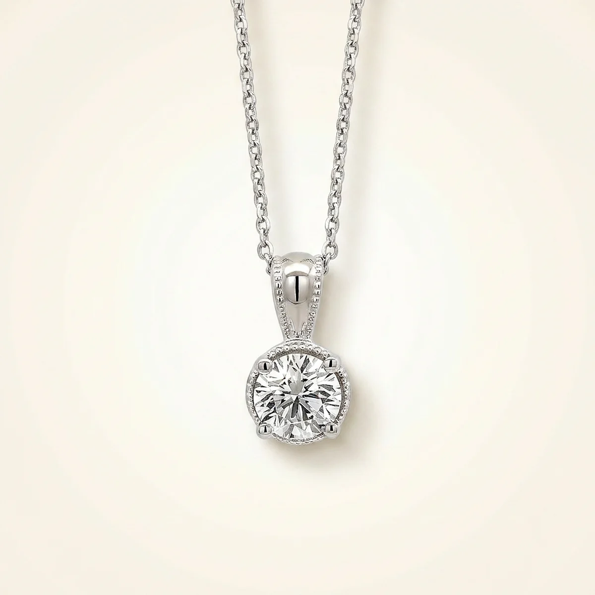 A .5ct colorless round diamond on a white gold pendant, custom-designed by Eterneva to honor the remarkable Robert.
